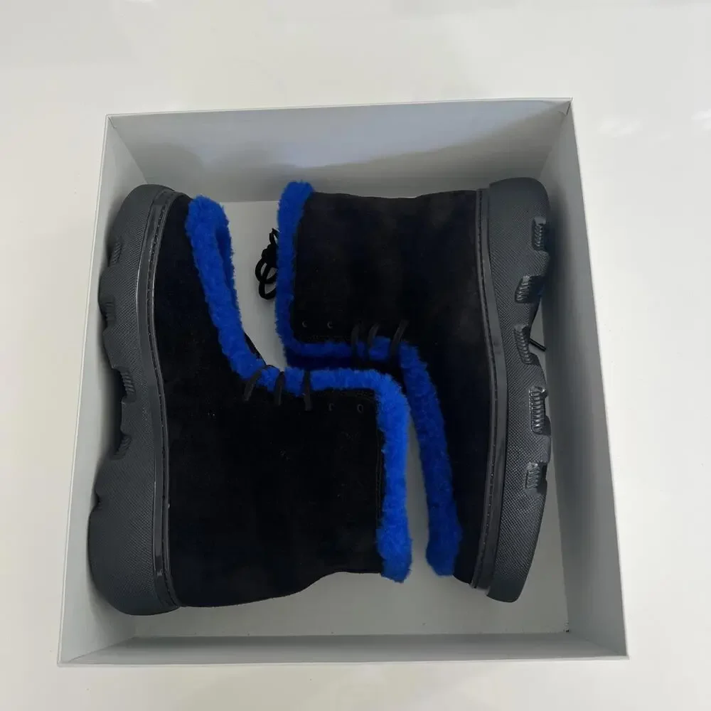 $1550 Burberry Mens Creeper Shearling Black Blue Winter Boots Size 42 /US 9 - Picture 14 of 16
